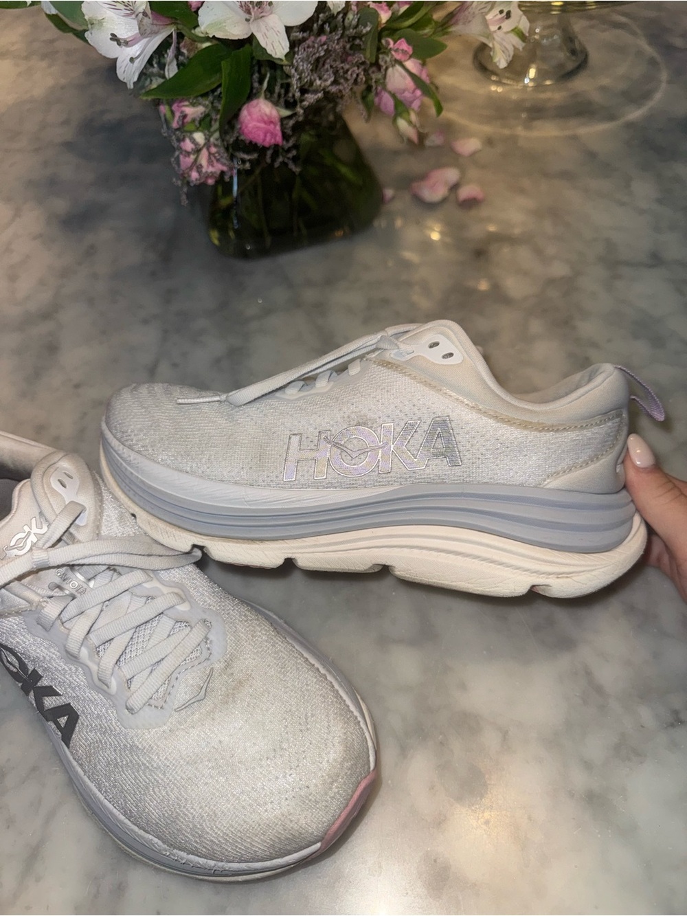 HOKA Women's Gaviota 5 Running Shoes - Sea Ice/ Pink Twilight - Picture 6 of 9